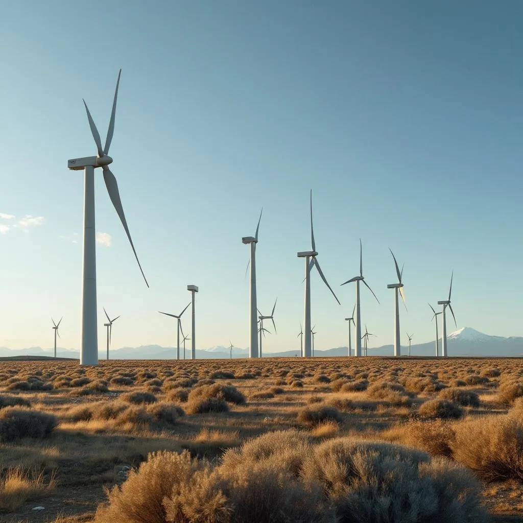 Parque eólico en la Patagonia, inversión en energías renovables