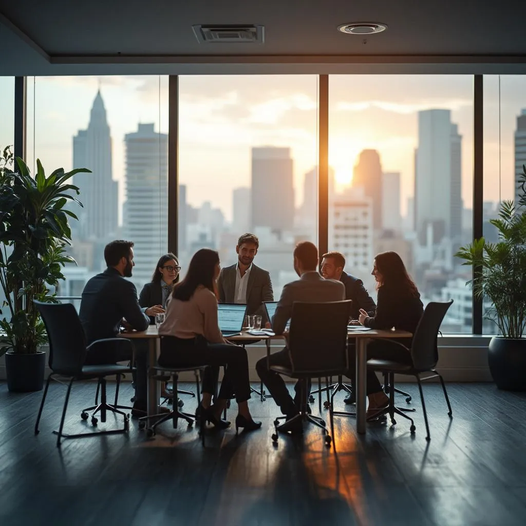 Equipo de asesores financieros colaborando